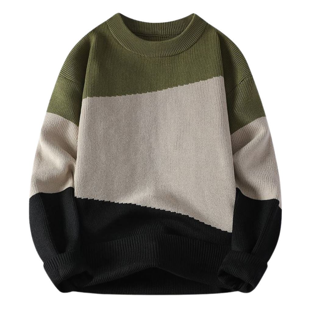 Contemporary Three-Tone Knit Sweater