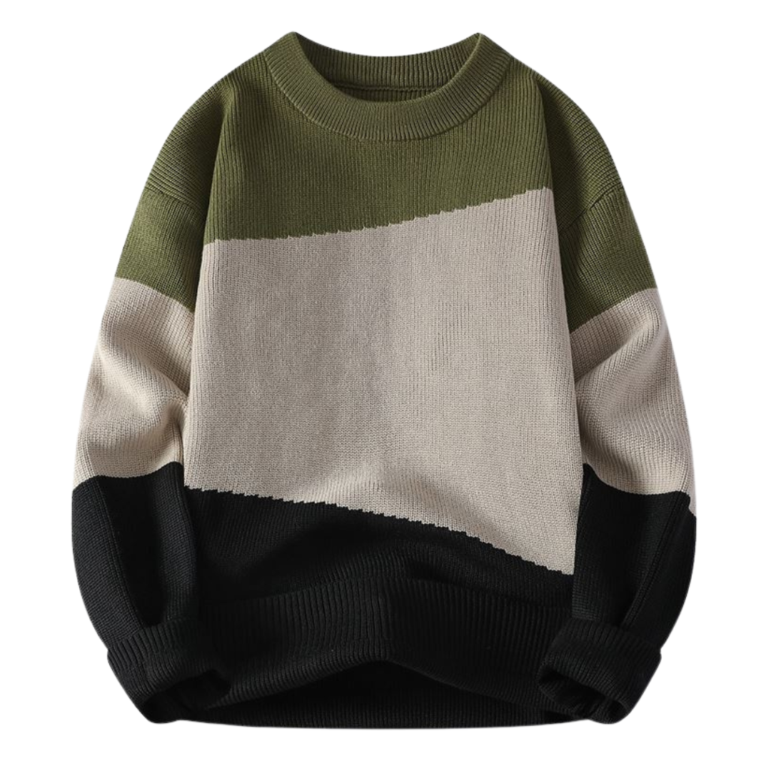 Contemporary Three-Tone Knit Sweater