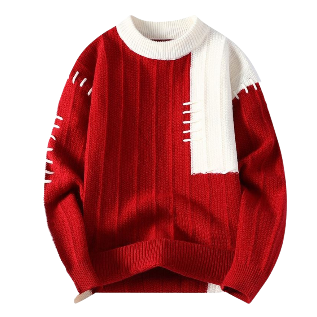 Two-Tone Stitch Accents Knit Sweater