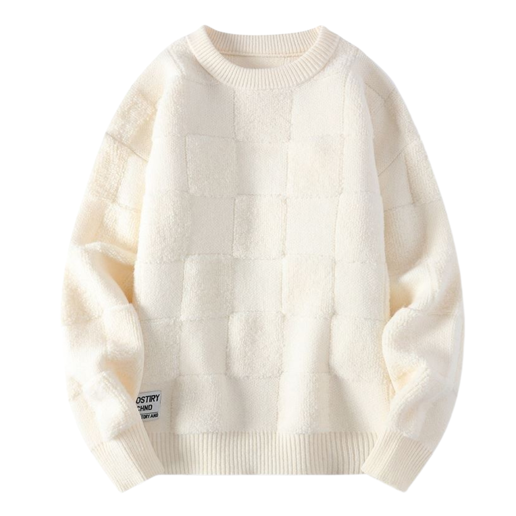 Unique Checkerboard Knit Sweater