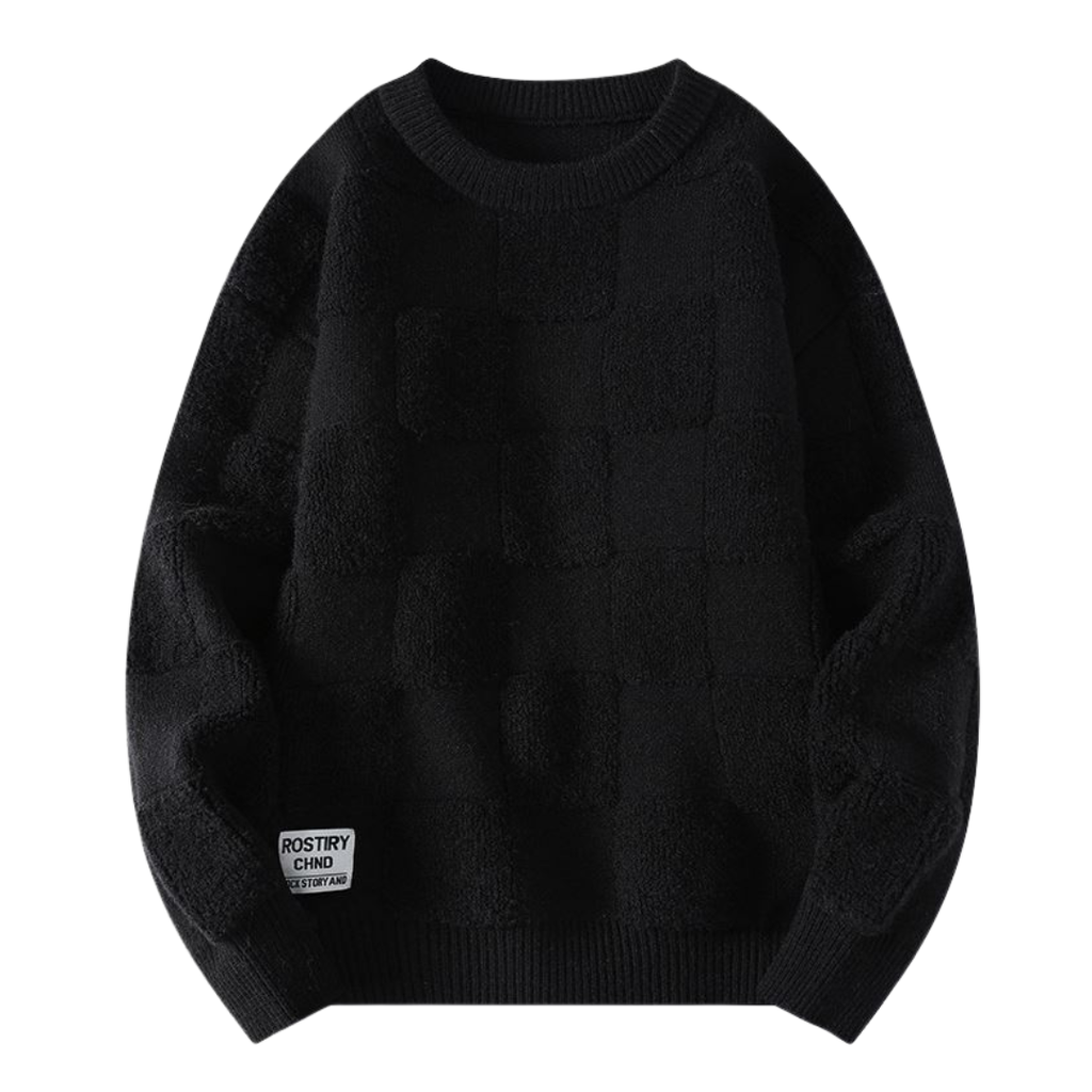 Unique Checkerboard Knit Sweater