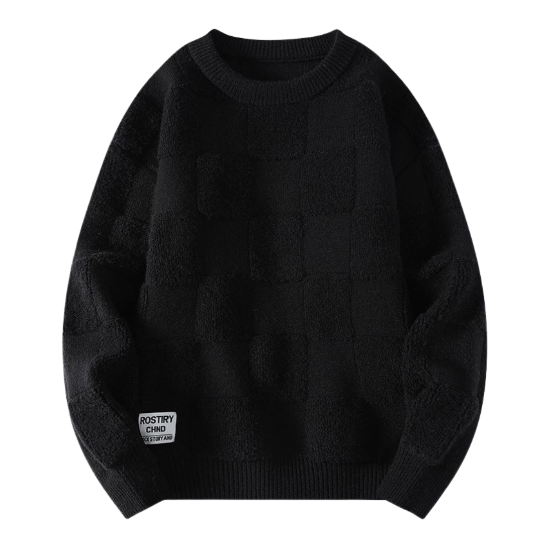 Unique Checkerboard Knit Sweater